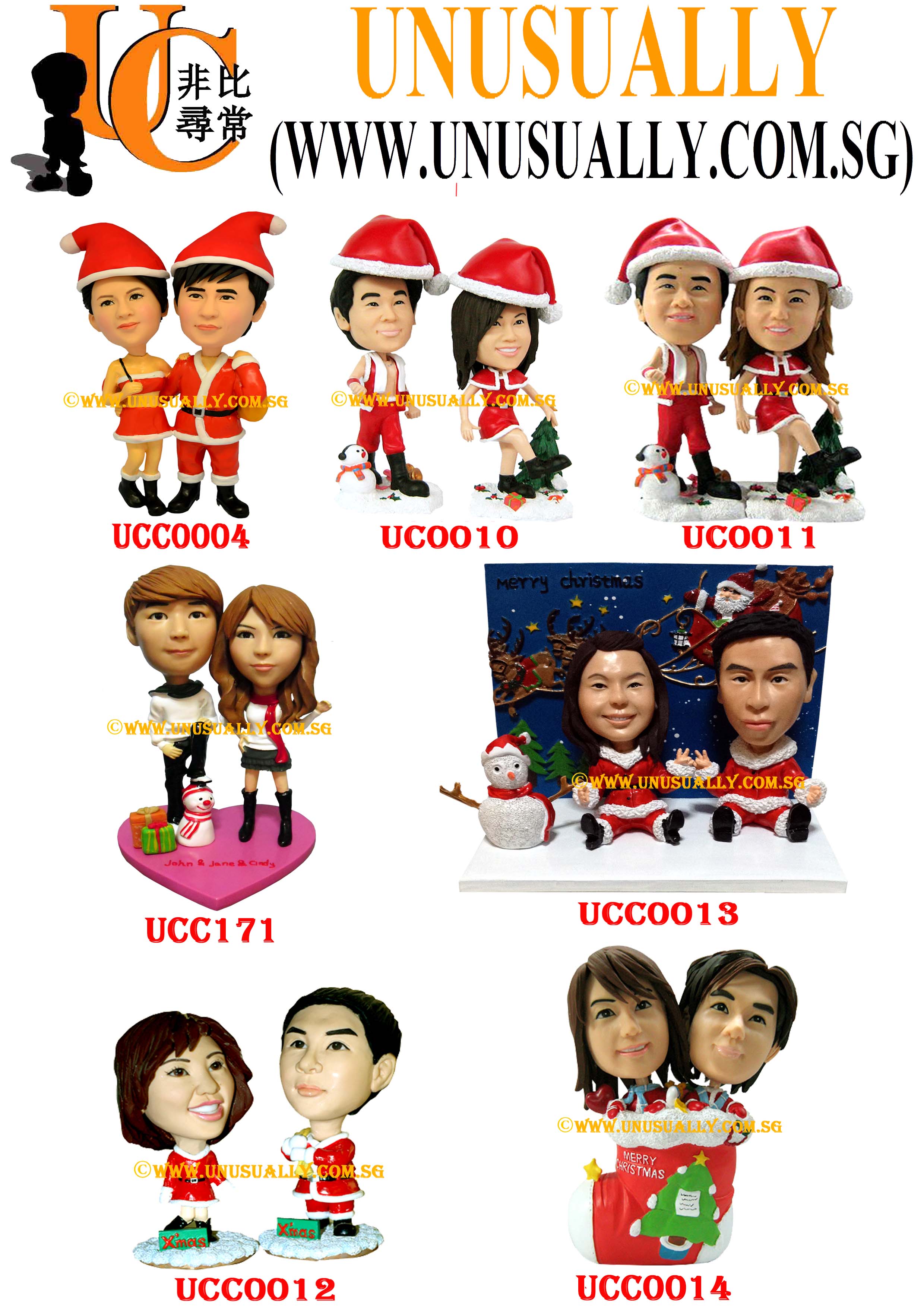 Custom 3D Lovely Couple Christmas Theme Figurines Summary List 1